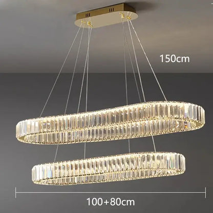 Gold-finished decorbites crystal chandelier with clear crystal rods featuring a modern elegant design for living rooms