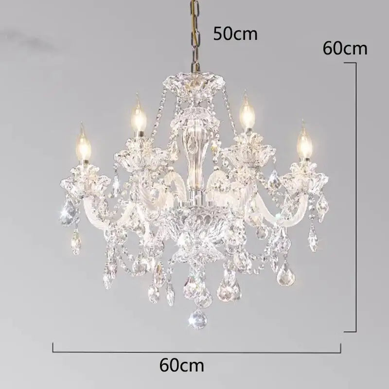DecorBites crystal chandelier with five arms clear glass crystals and gold-toned metal frame for living room lighting