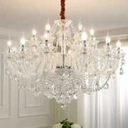 DecorBites crystal chandelier with multiple arms clear glass prisms and teardrop crystals for living and dining rooms