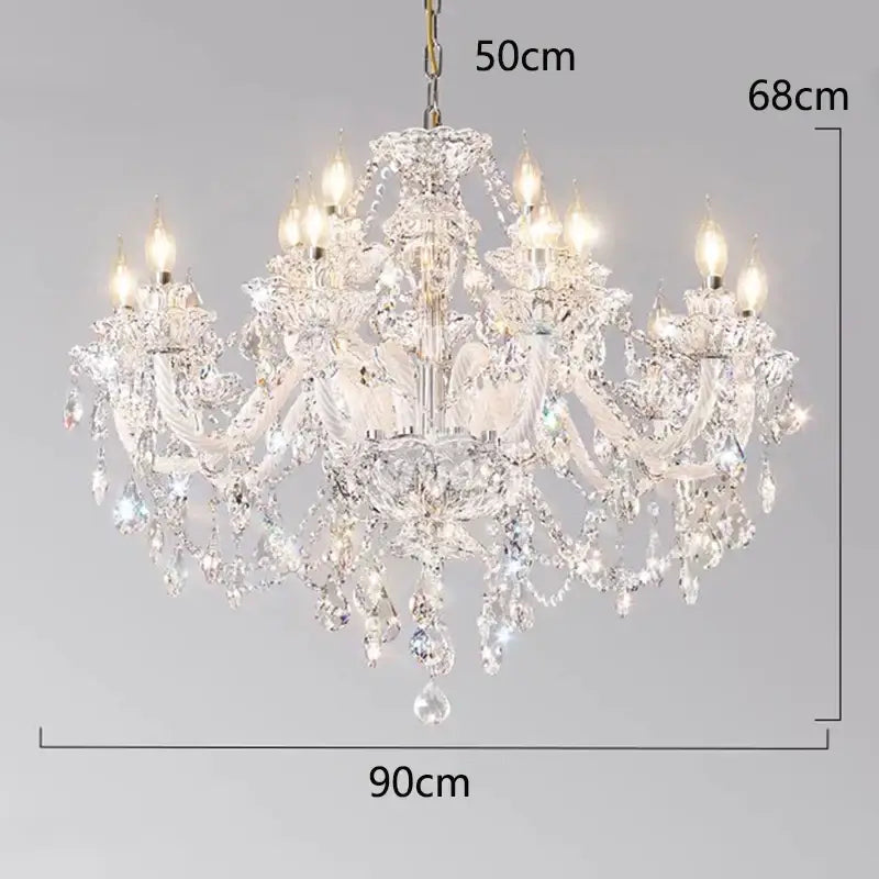 A decorbites crystal chandelier with multiple arms and hanging teardrop crystals for modern home decoration