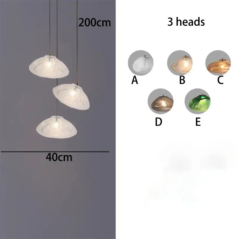 Three-head pendant light with translucent shell-shaped shades in soft white for decorbites crystal chandelier lighting