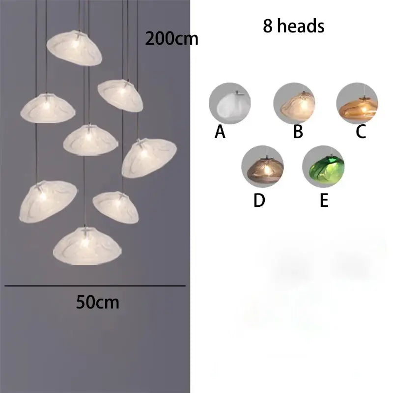 White shell-shaped pendant lights with translucent material and organic design for decorbites crystal chandelier