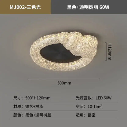 Decorbites crystal chandelier modern cloud-shaped ceiling light with black transparent resin and embedded led lights
