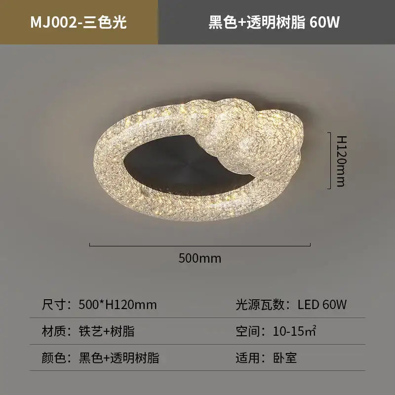 Decorbites crystal chandelier modern cloud-shaped ceiling light with black transparent resin and embedded led lights
