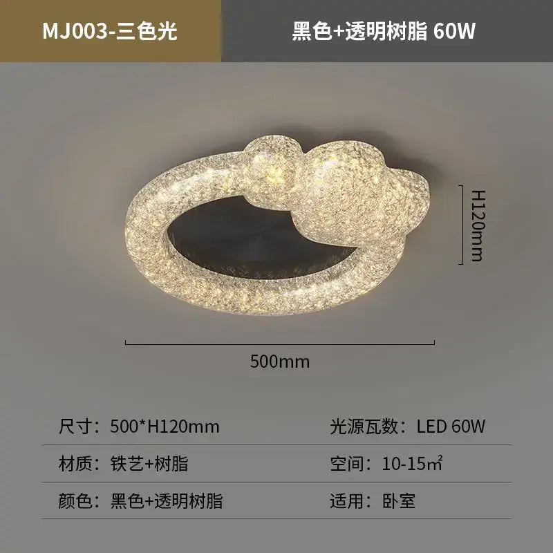 Decorbites crystal chandelier black and transparent resin ceiling light with textured cloud-like design for modern décor