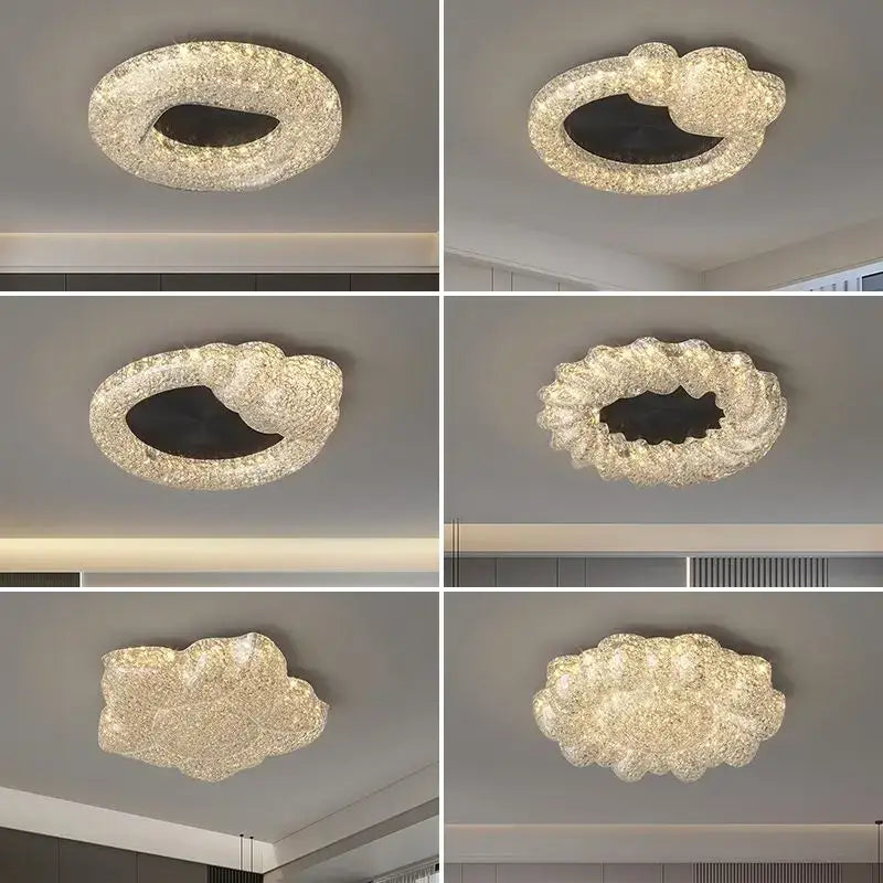 Decorbites crystal chandelier modern textured ceiling light with shimmering gold finish and intricate crystal detailing