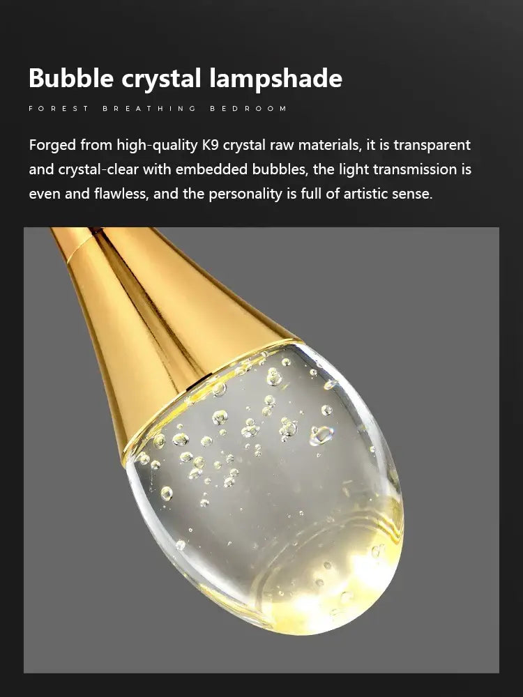 Transparent bubble crystal lampshade with gold-toned metal base of decorbites crystal chandelier pendant light for villa