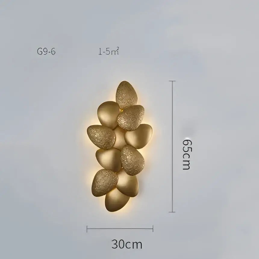 Gold-colored glittery stone-shaped wall sconce complementing decorbites crystal chandelier modern led tassels pendant light