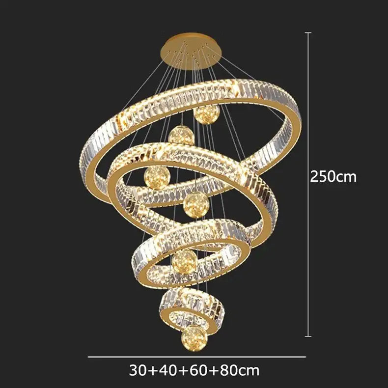 Decorbites crystal chandelier golden spiral with clear and amber crystals elegant modern living room pendant lamp
