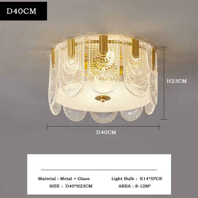 Gold-toned decorbites crystal chandelier with clear glass fan-shaped patterns modern luxury ceiling lamp