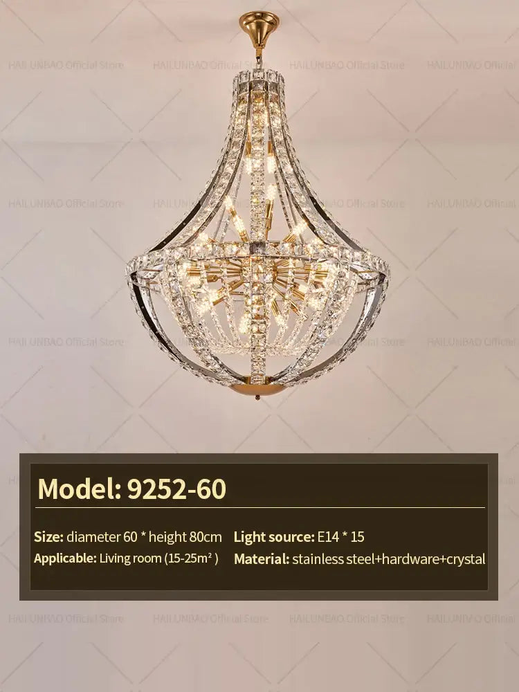 Elegant gold-toned decorbites crystal chandelier with cascading crystals and stainless steel frame for modern luxury living
