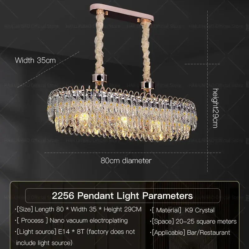 Elegant oval-shaped decorbites crystal chandelier with cascading k9 crystal droplets and rose gold metal accents