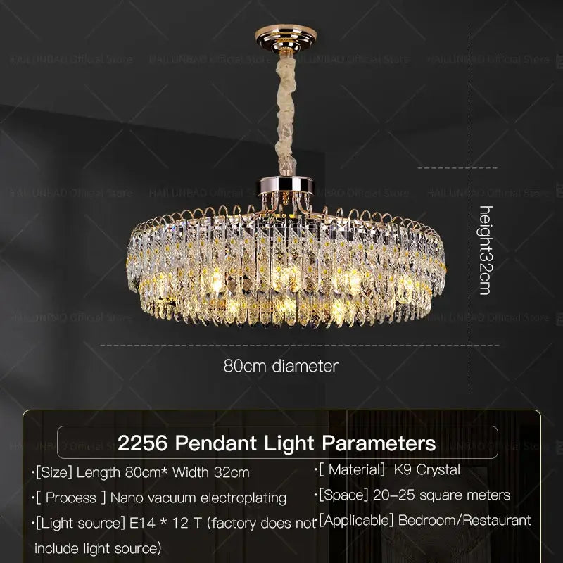 A luxurious gold-toned decorbites crystal chandelier with cascading k9 crystal droplets and twisted fabric suspension cord