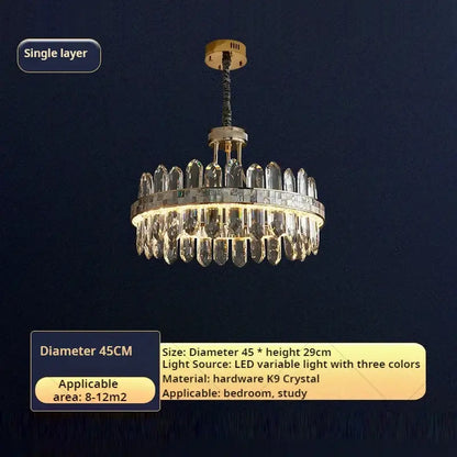 Elegant decorbites crystal chandelier with gold metal frame and clear k9 crystal prisms for modern luxury spaces