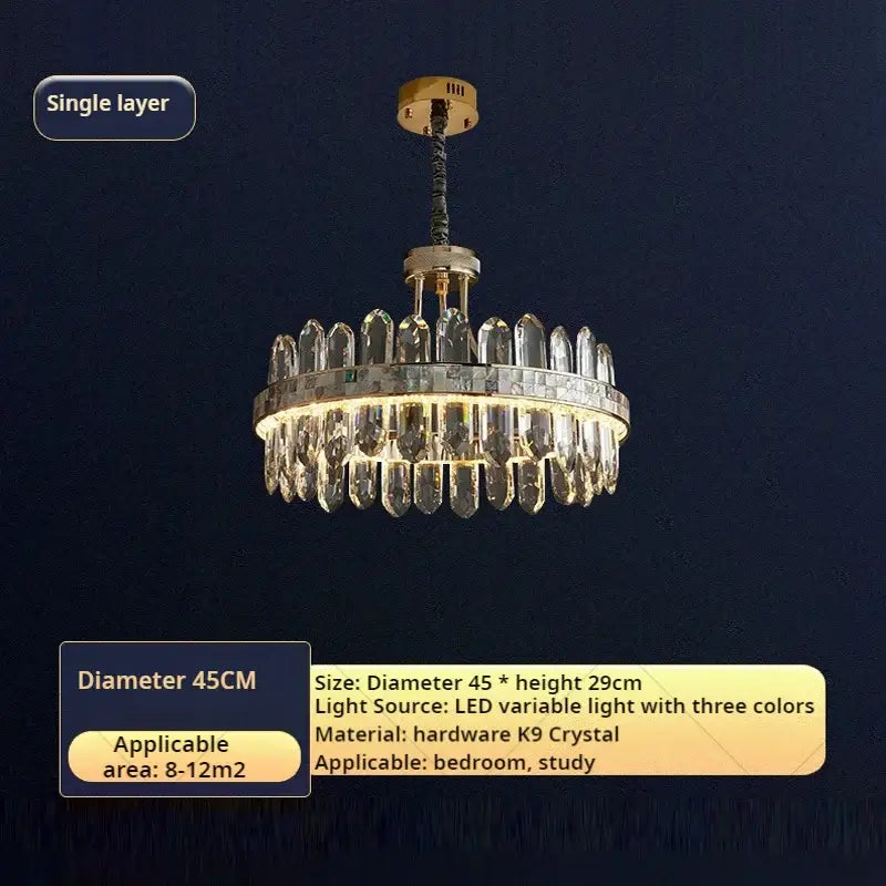 Elegant decorbites crystal chandelier with gold metal frame and clear k9 crystal prisms for modern luxury spaces