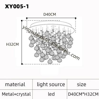A modern decorbites crystal chandelier with circular metal frame and faceted crystals for living room and bedroom use