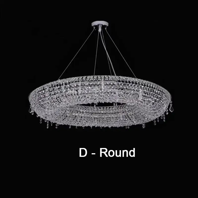 DecorBites crystal chandelier with clear faceted crystals and teardrop pendants for modern luxury lighting