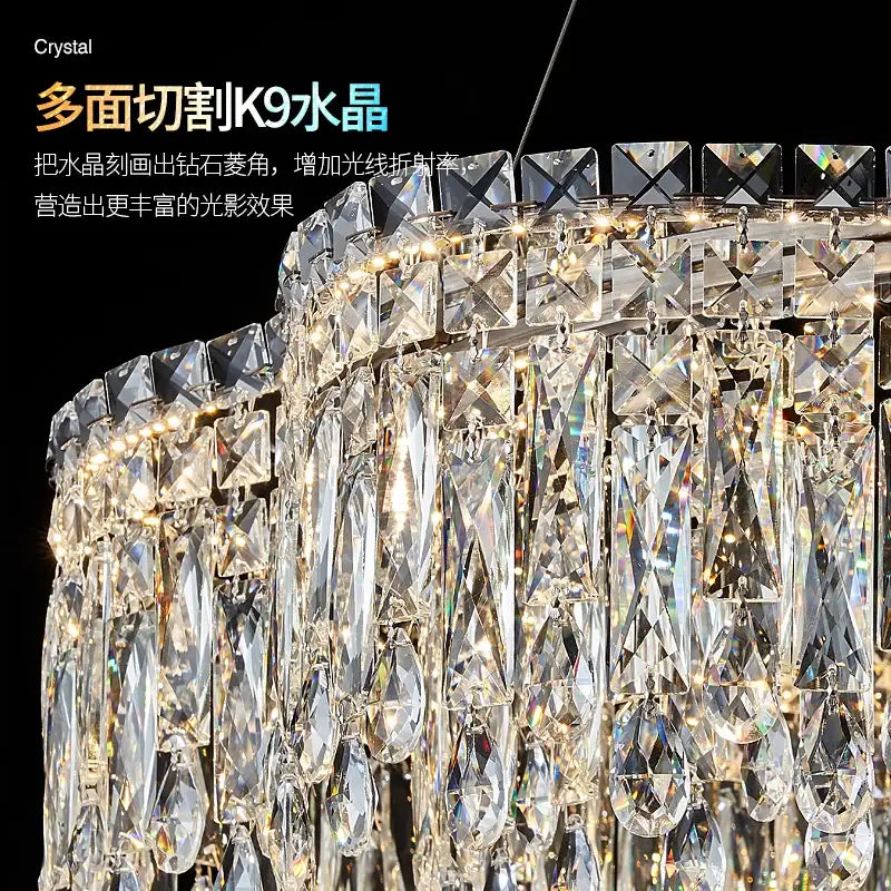 Luxurious decorbites crystal chandelier with clear and black k9 glass teardrops for modern living room elegance