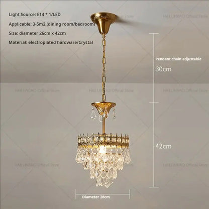 Gold electroplated decorbites crystal chandelier with dangling crystal droplets and decorative crown ring for luxury lighting