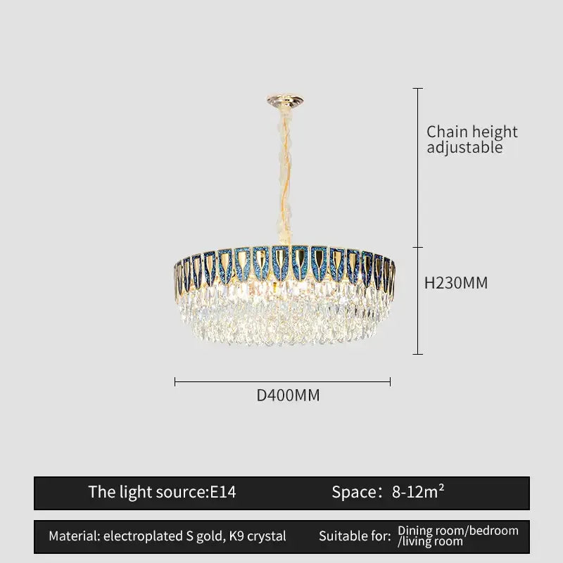 Luxurious decorbites crystal chandelier with electroplated gold frame and k9 crystals for modern luxury lighting