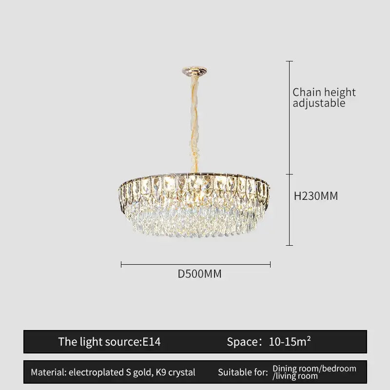 Elegant gold-plated decorbites crystal chandelier with cascading k9 crystal tiers for modern luxury lighting