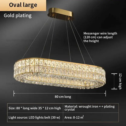 Gold-plated decorbites crystal chandelier with two tiers of clear crystal accents, 80 cm long and 12 cm high