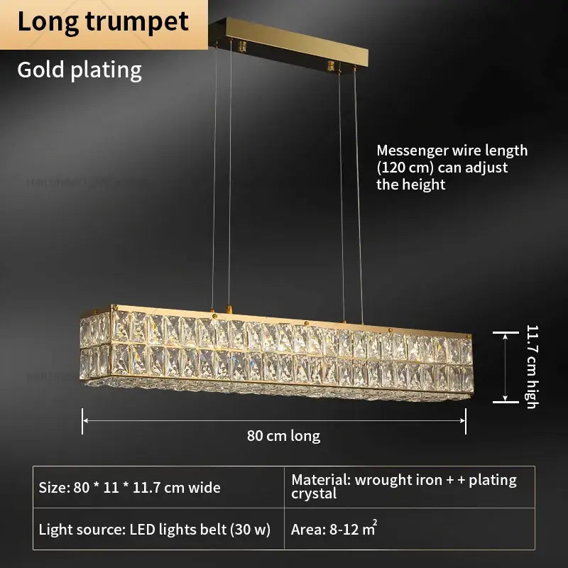 Gold-plated decorbites crystal chandelier with two rows of faceted crystal tiles for living room and villa lighting