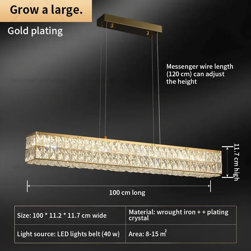 Gold-plated decorbites crystal chandelier with clear crystal tiles and led light belt for modern luxury lighting