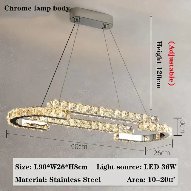 Decorbites™ crystal chandelier with chrome finish and double-ring design for modern living room lamps and bedrooms