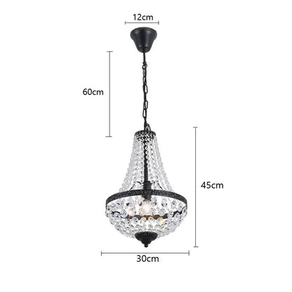 Black metal decorbites crystal chandelier pendant lamp with clear crystal droplets for dining room and living room