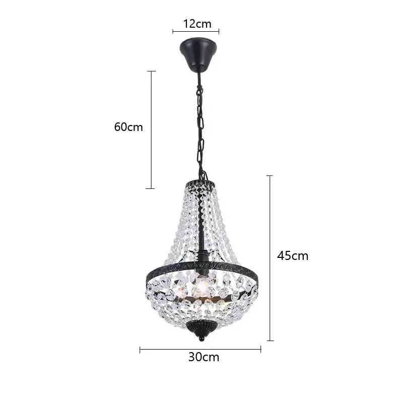 Black metal decorbites crystal chandelier pendant lamp with clear crystal droplets for dining room and living room