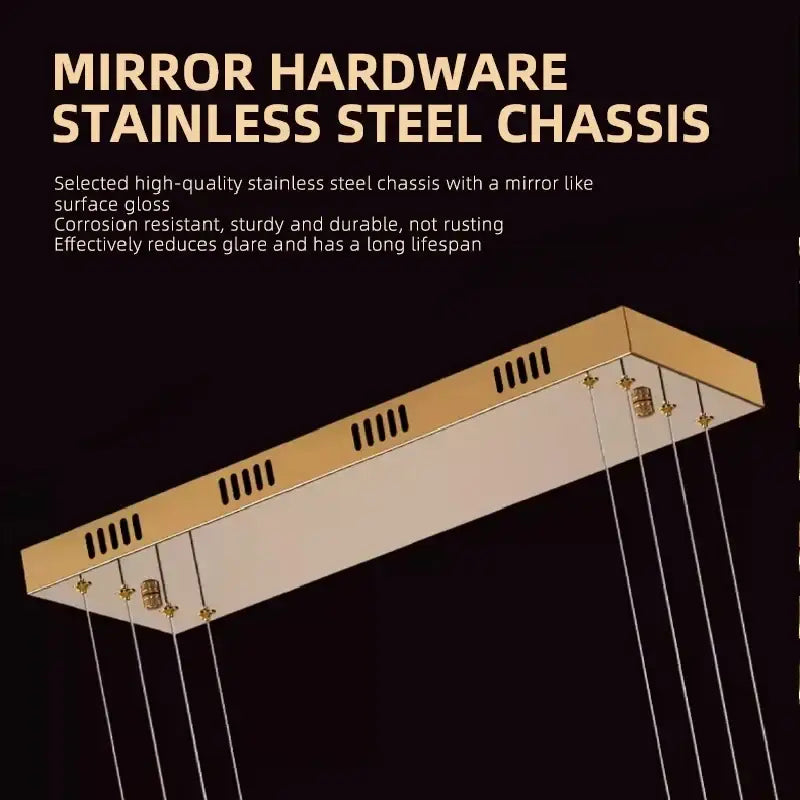 Gold-finished decorbites crystal chandelier pendant with stainless steel chassis and mirror-like surface gloss for living room