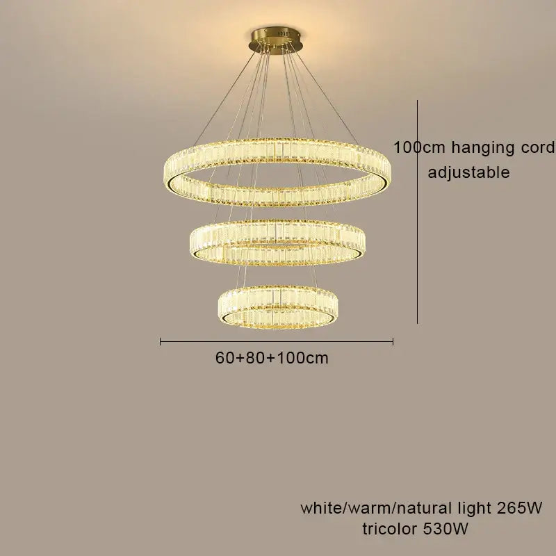 A modern decorbites crystal chandelier with gold metal frames and clear crystal rods for living room lighting