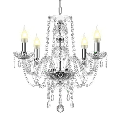 DecorBites crystal chandelier pendant light with five lights polished chrome finish and intricate cut glass details