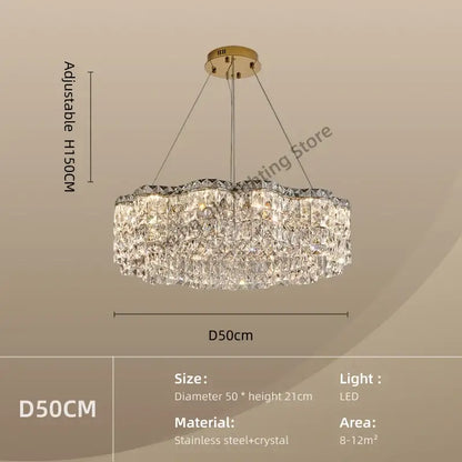 Decorbites crystal chandelier pendant light with gold stainless steel frame and faceted crystals for elegant spaces