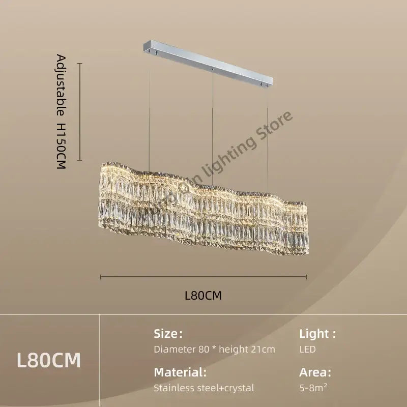 DecorBites crystal chandelier pendant light with sleek stainless steel frame and cascading crystals for elegant spaces