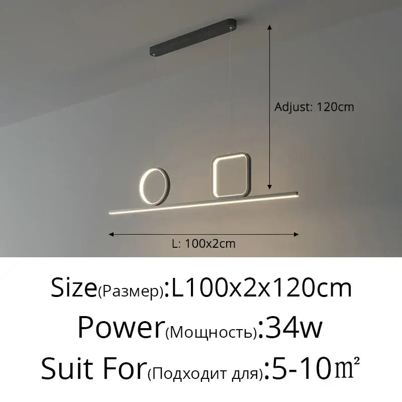 Modern minimalist decorbites crystal chandelier pendant light with black rectangular mount and warm white illuminated rings
