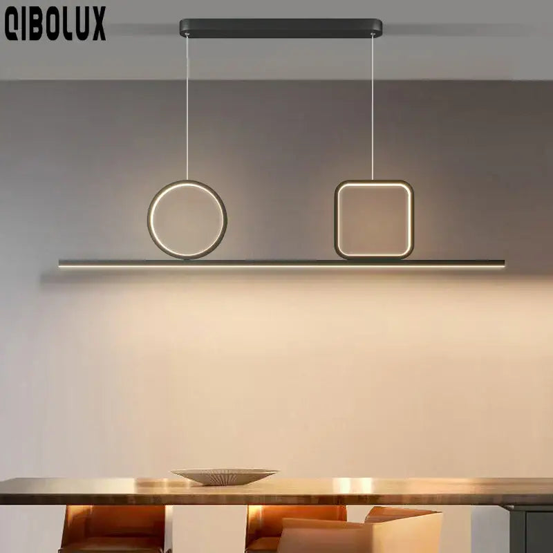 Modern minimalist decorbites crystal chandelier pendant light with black bar and geometric led lamps for living and dining room décor