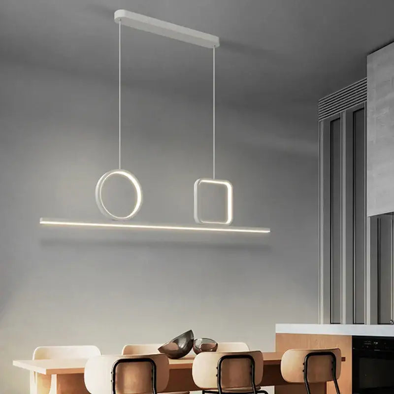 Modern minimalist white geometric decorbites crystal chandelier pendant light with glowing led rings for living room décor