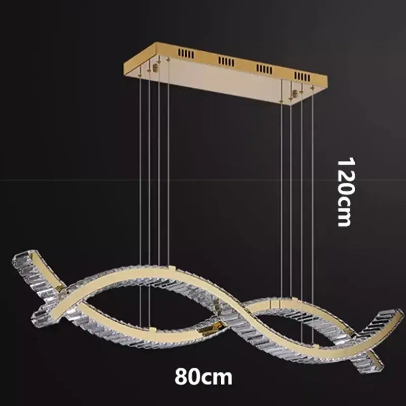 Gold-toned decorbites crystal chandelier pendant light with intertwined crystal arms and embedded led for living room