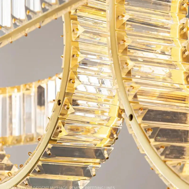 Golden decorbites crystal chandelier pendant light with clear faceted crystal prisms for living and dining room decor