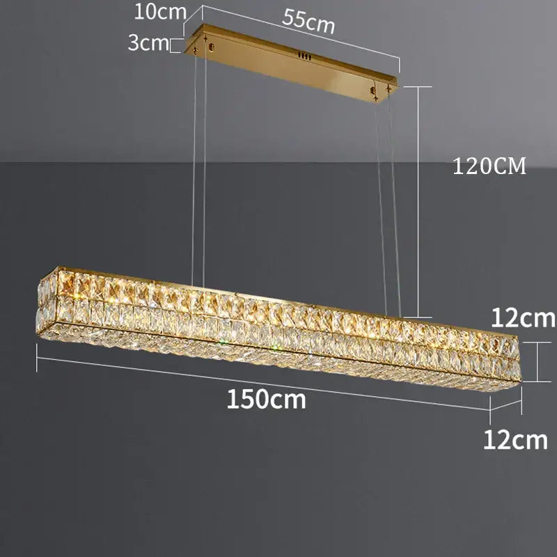 Gold-finished decorbites crystal chandelier pendant light with faceted crystals for living and dining room lighting