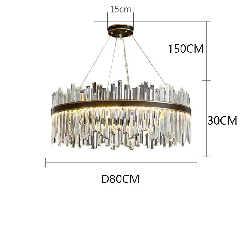A decorbites crystal chandelier pendant light with clear crystal prisms and antique brass mount for living room ceiling
