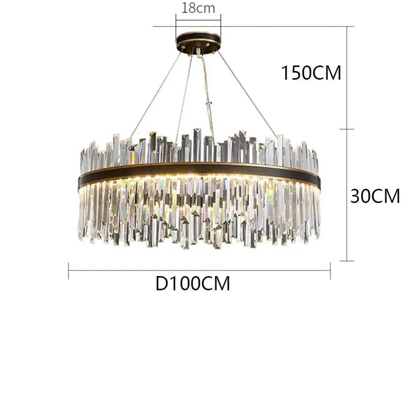 DecorBites crystal chandelier pendant light with dark bronze frame and clear crystal prisms for luxury indoor lighting