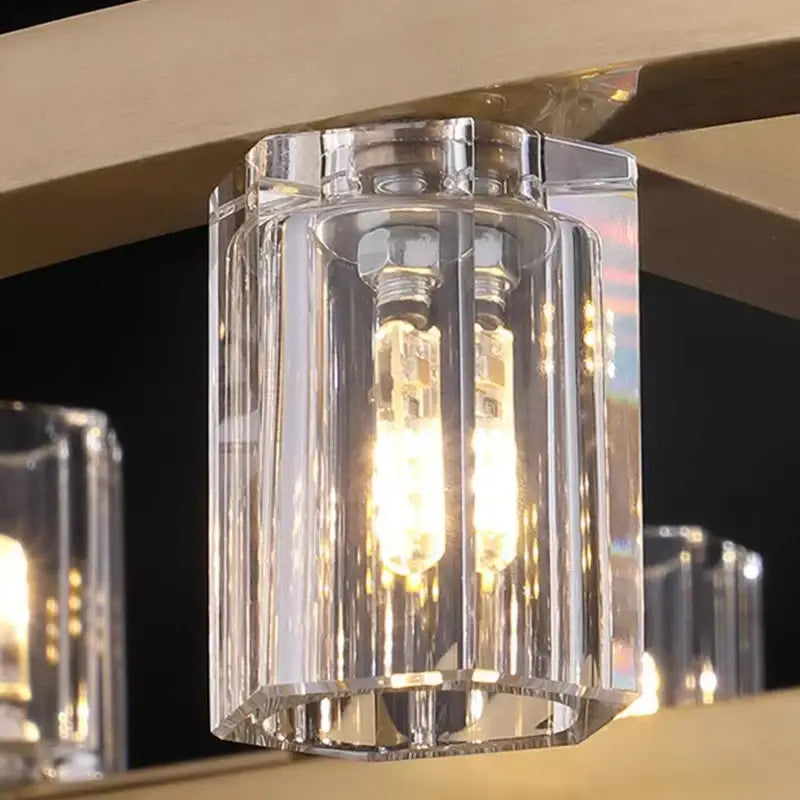 Clear faceted crystal glass pendant light with two warm-toned led bulbs in decorbites crystal chandelier pendant