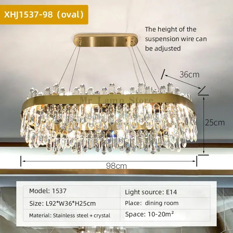Gold oval pendant light with cascading crystal droplets from decorbites crystal chandelier for luxury home décor