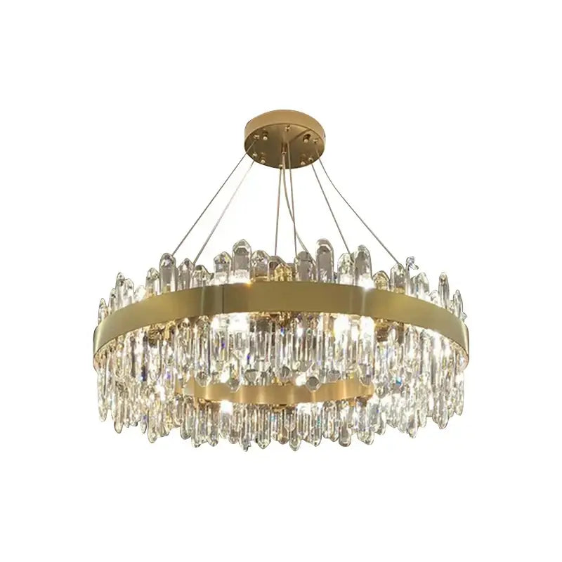 Gold-toned decorbites crystal chandelier pendant light with cascading clear crystal droplets for luxury home décor
