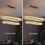 Modern double-ring decorbites crystal chandelier pendant light with crystal accents and chrome or gold metallic finish