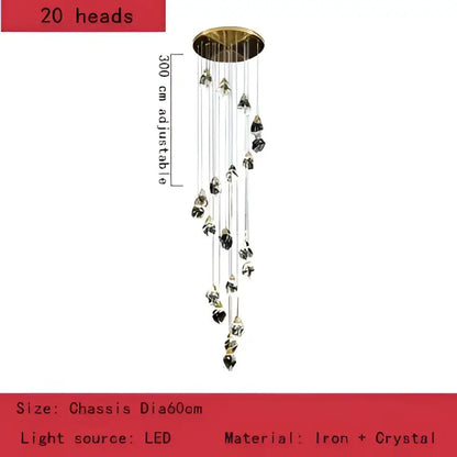 Gold-toned decorbites crystal chandelier pendant lights with 20 dangling crystal beads on iron frame for elegant decor