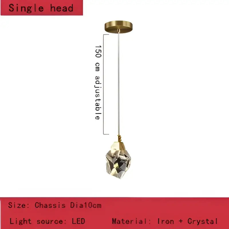 Gold-toned decorbites crystal chandelier pendant light with faceted crystal globe on adjustable iron chain for elegant decor
